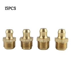 15 Pcs/set Grease Nipple Set M6 M8 M10 Oil Nozzle Fitting Kit Threaded Brass Straight Grease Nipples