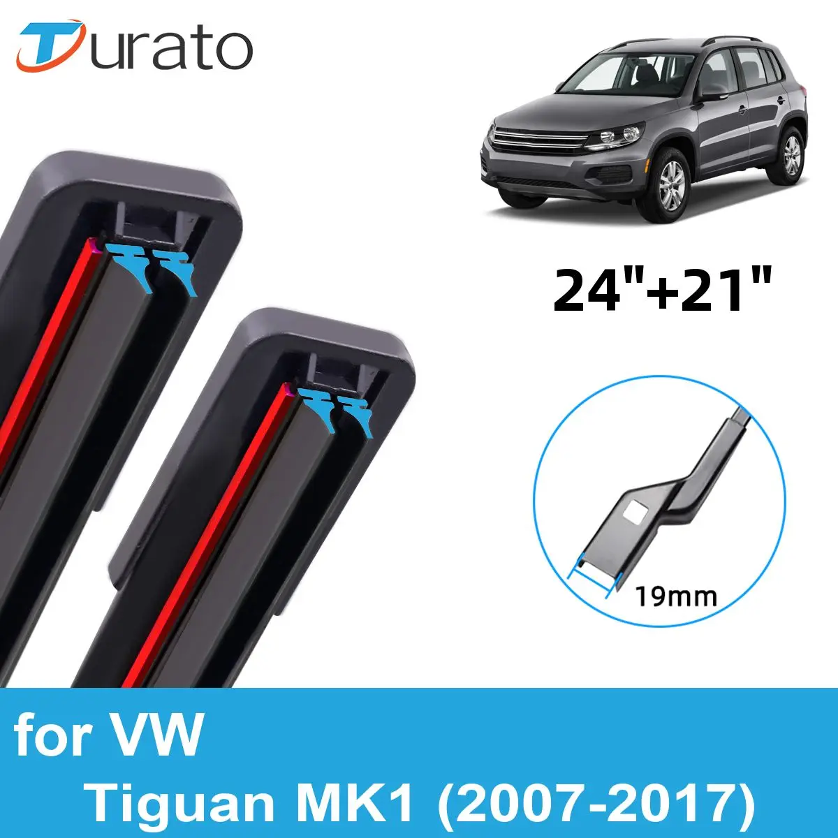 2PCS Car Wiper Blades for 2007-2017 VW Tiguan MK1 Front Windscreen Windshield Double Rubber Car Accessories 2014 2015 2016 2017