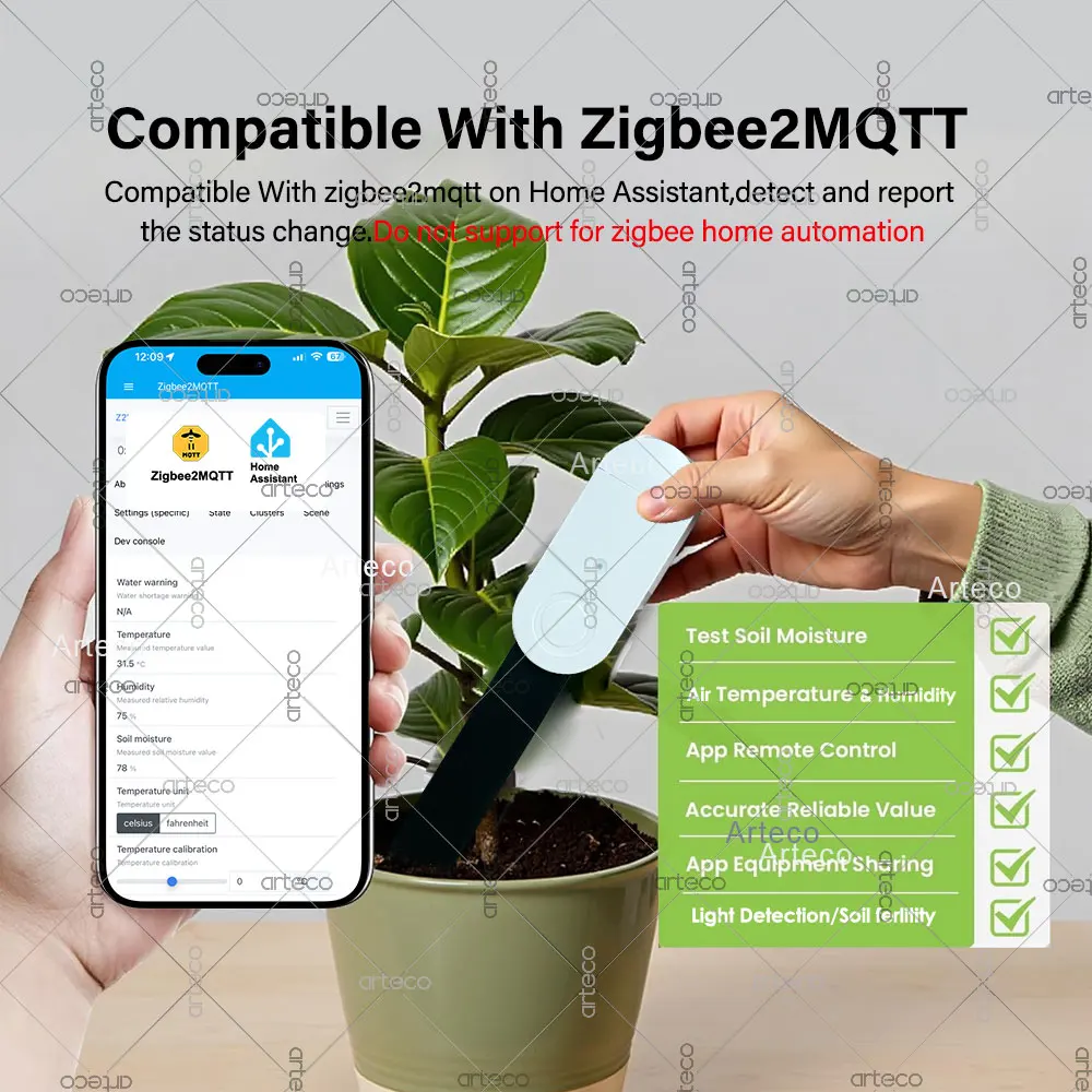 5 In 1 Zigbee Soil Tester Moisture Fertility Temperature Humidity Luminance Detection Sensor For Z2MQTT Tuya Smart Life Optional