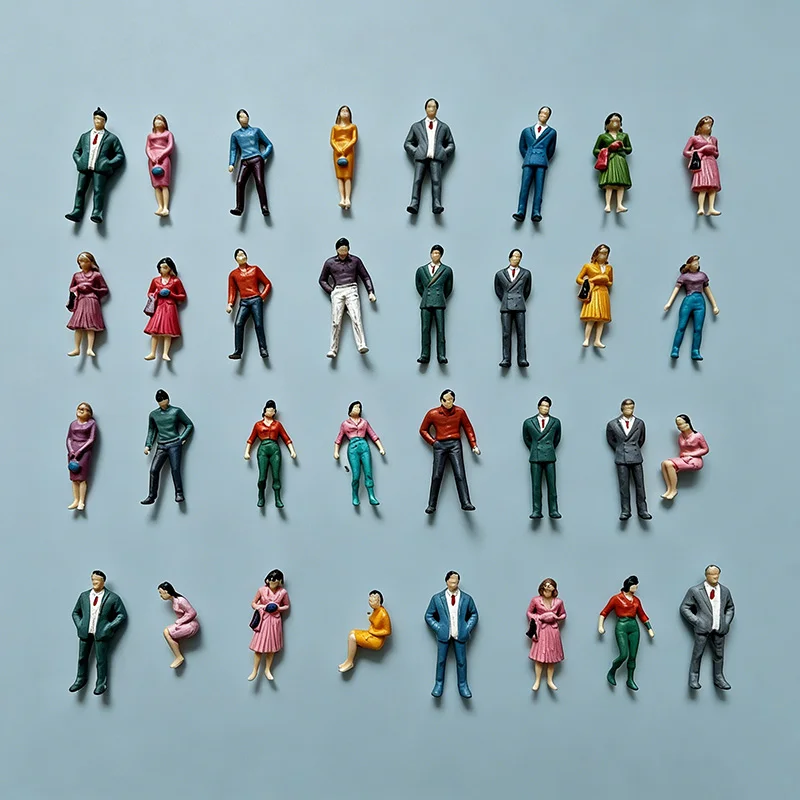 10/20 Stück bunte Miniatur-Figuren im Maßstab 1:50, menschliche Figuren, DIY-Modellbau, Sandtisch, Landschaft, Menschen, Layout, Diorama – Detail 1