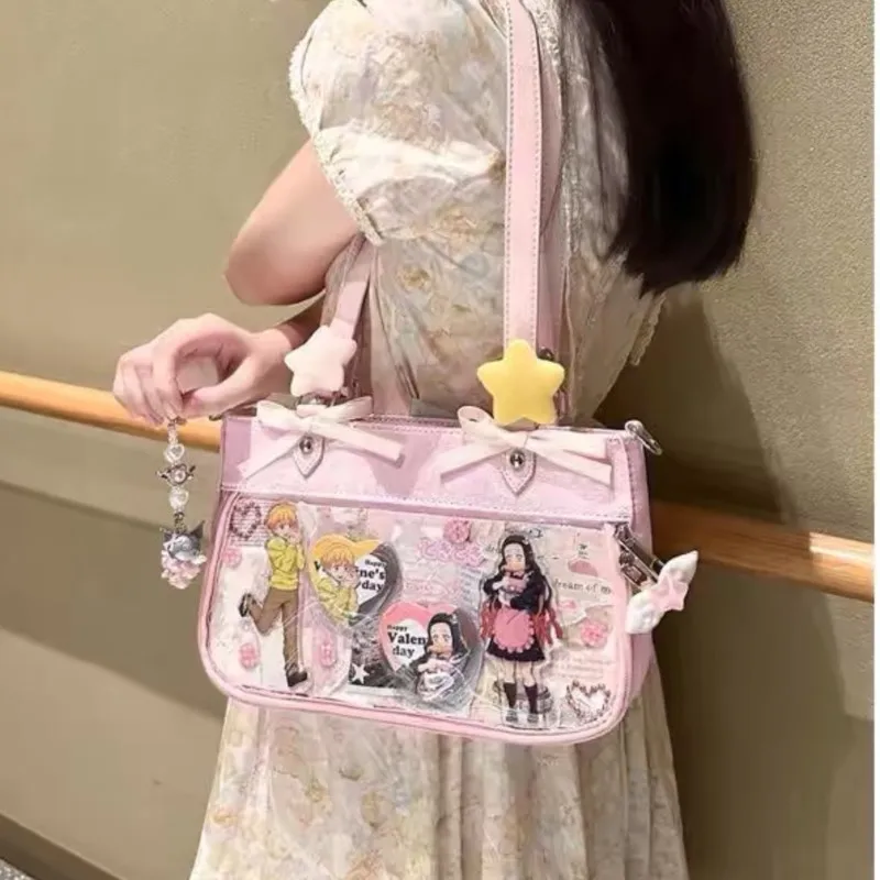 JIAERDI Lolita Sweet Handbags For Women Kawaii Japanese Shoulder Bag Female Harajuku Cute Crossbody Bags Casual Y2K Ita Bag