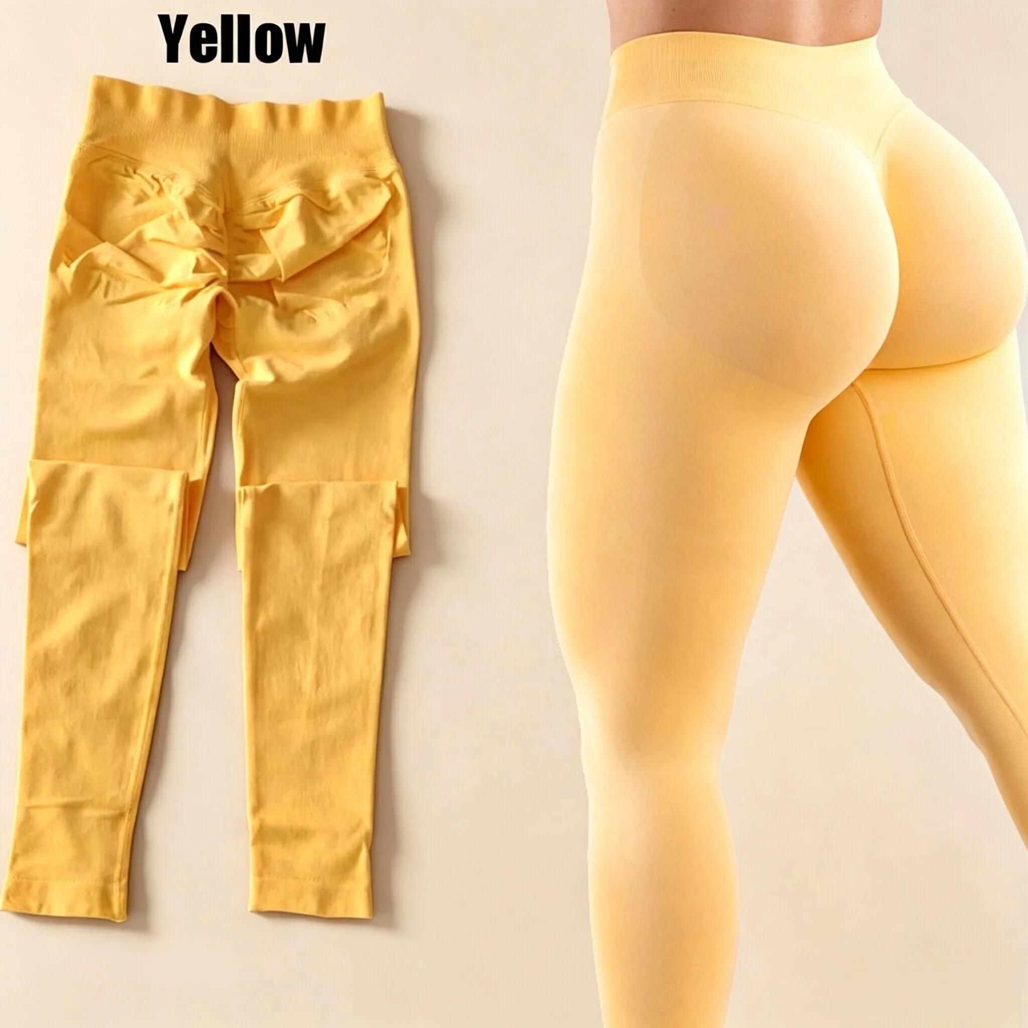 Dneyf 1D-3Y-2F Nahtlose Yoga-Leggings mit Po-Lifting-Effekt für Damen, hohe Taille, hohe Dehnbarkeit, schnelltrocknend, ideal zum Training, Laufen, für das Fitnessstudio und als lange Sporthose. – Detail 27
