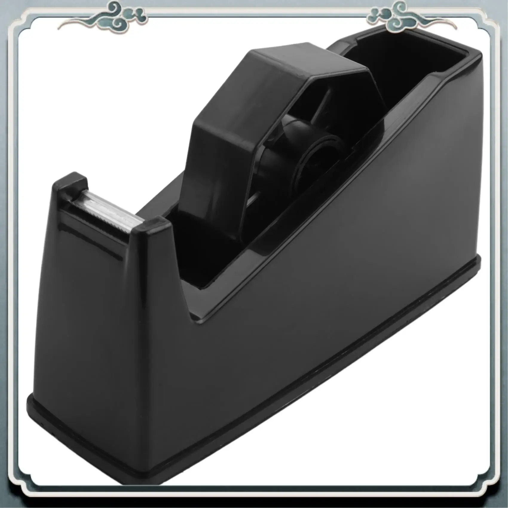 Dispensador de cinta térmica premium, dispensador de cinta adhesiva, soporte para núcleo de 1 y 3 pulgadas, 6,8 x 2,2 x 3,4 pulgadas, dispensador de cinta de escritorio