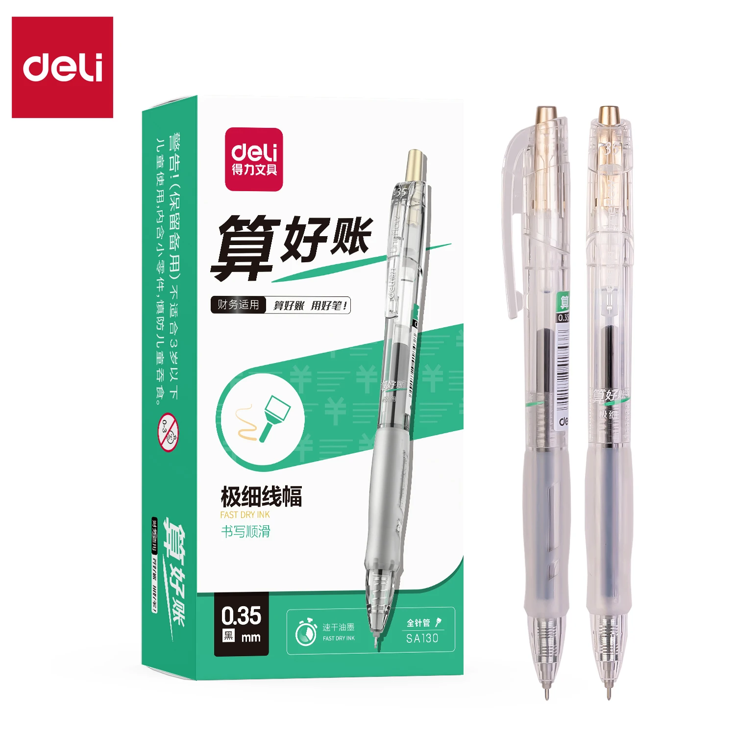 

Deli 0.35mm Gel Pen for Exams Quick-Drying Black Press Type Needle Tube Stationery for Office And Study Signature Note Book