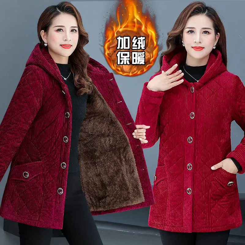 Cord Winter Mantel Frauen Puffer Jacke Winter Neue Koreanische Stil Lange Damen Über-die-knie Baumwolle Gepolsterte Jacke warm halten