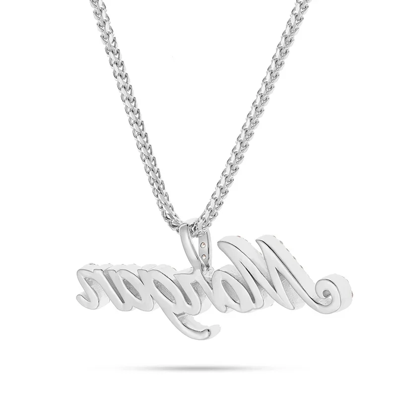 Customizable Diamond Name Pendant with bail Personalized Name Jewelry Luxury Zircon Name Necklace Husband Christmas Gift for Men