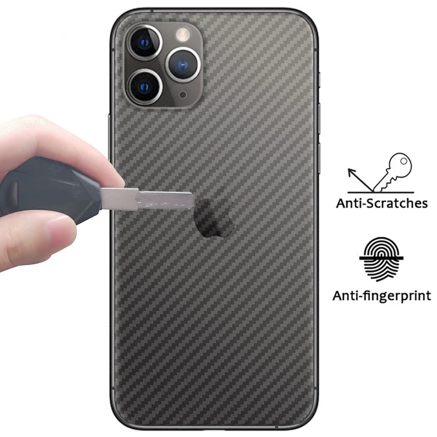 5PCS Back Film For IPhone 12 Mini SE2020 XS MAX Protective Film For iphone 15 14 13 12 11 Pro Max 8Plus Transparent Carbon Fiber