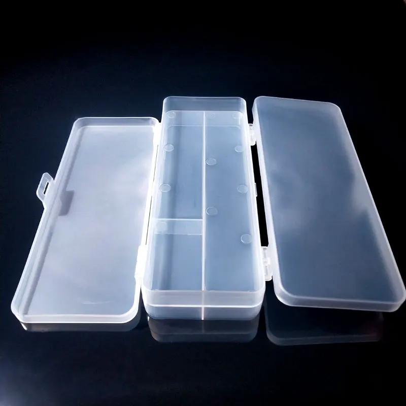 Rectangular Double-Sided 4-Grid Storage Box Frosted Translucent Stationery Box For Pencils And Long Items Hardware Tools Arrange