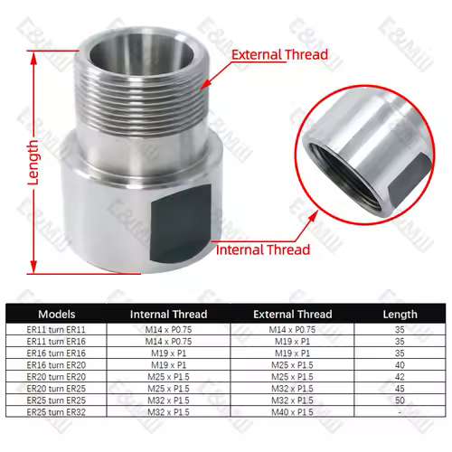 ER Adapter Sleeve ER11 ER16 ER20 ER25 ER32 Engraving Machine Connection sleeve BT NT MT Motor Shaft Extension rod Reducing sleev - Image 7