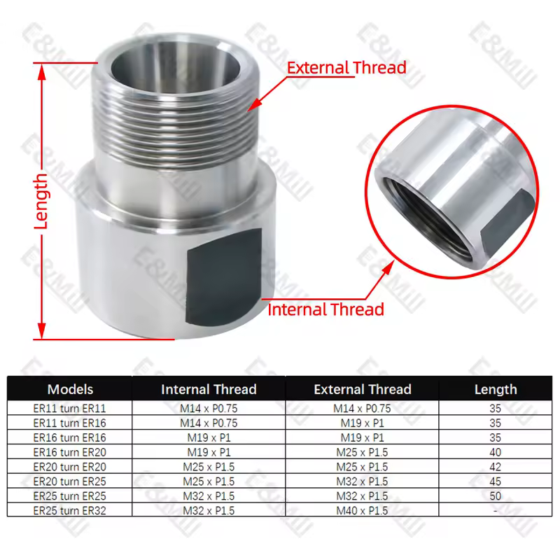 ER Adapter Sleeve ER11 ER16 ER20 ER25 ER32 Engraving Machine Connection sleeve BT NT MT Motor Shaft Extension rod Reducing sleev - Image 7