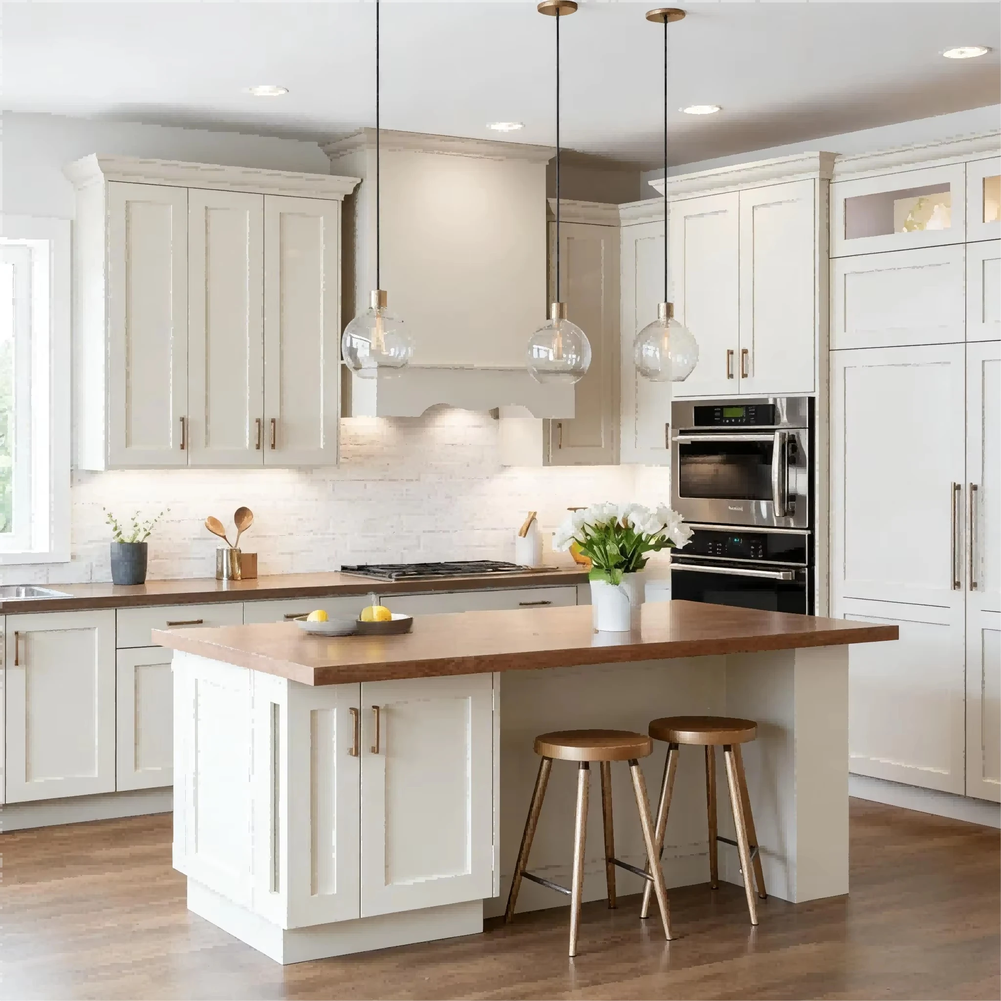 White Matte Shaker Kitchen Cabinets Solid Plywood Construction with Soft Closing Hinge for Home Remodeling