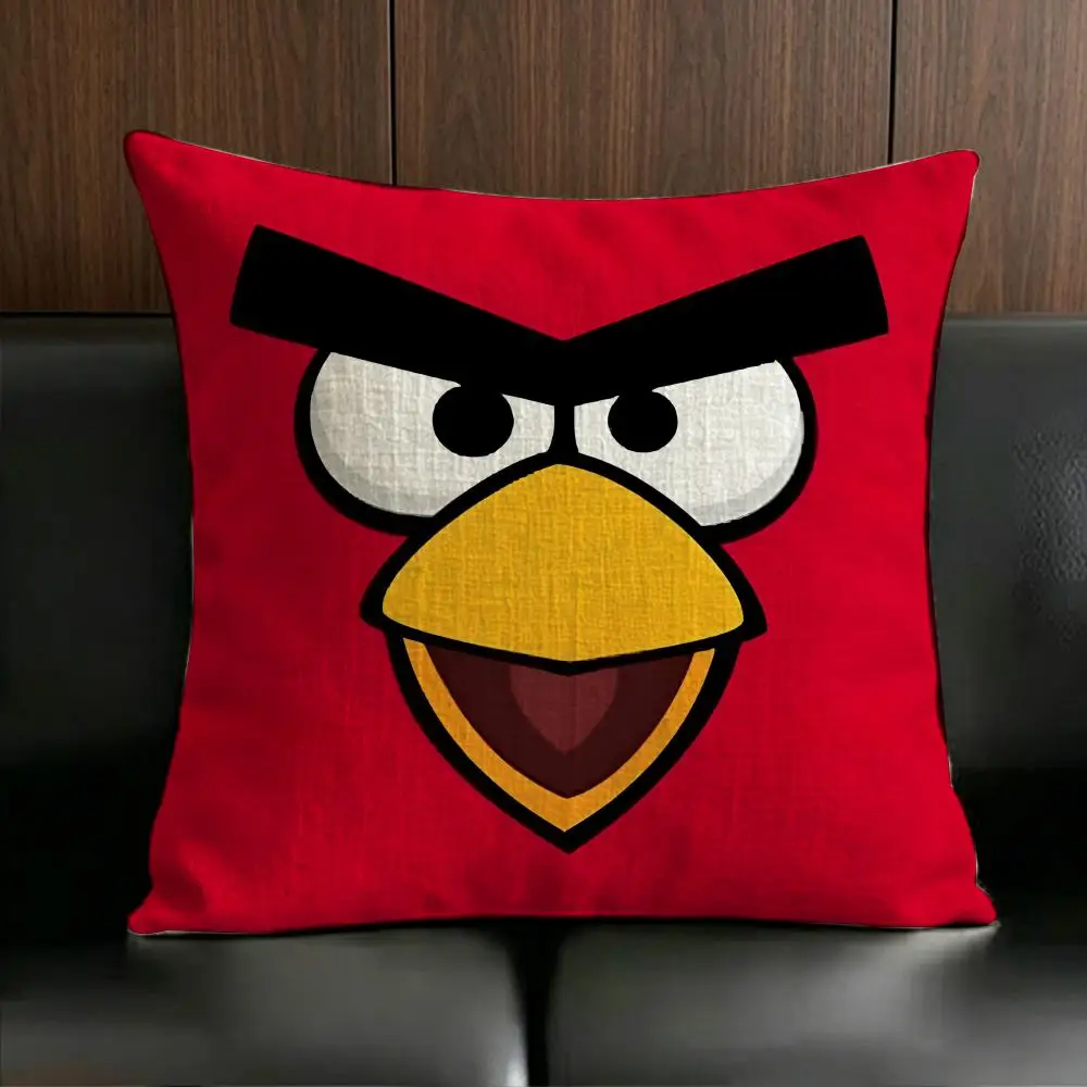 Fun Game A-Angry Birds Cushion Cover Anti-dustmite Pillowcase Invisible zipper silky short plush Sofa cushion cover