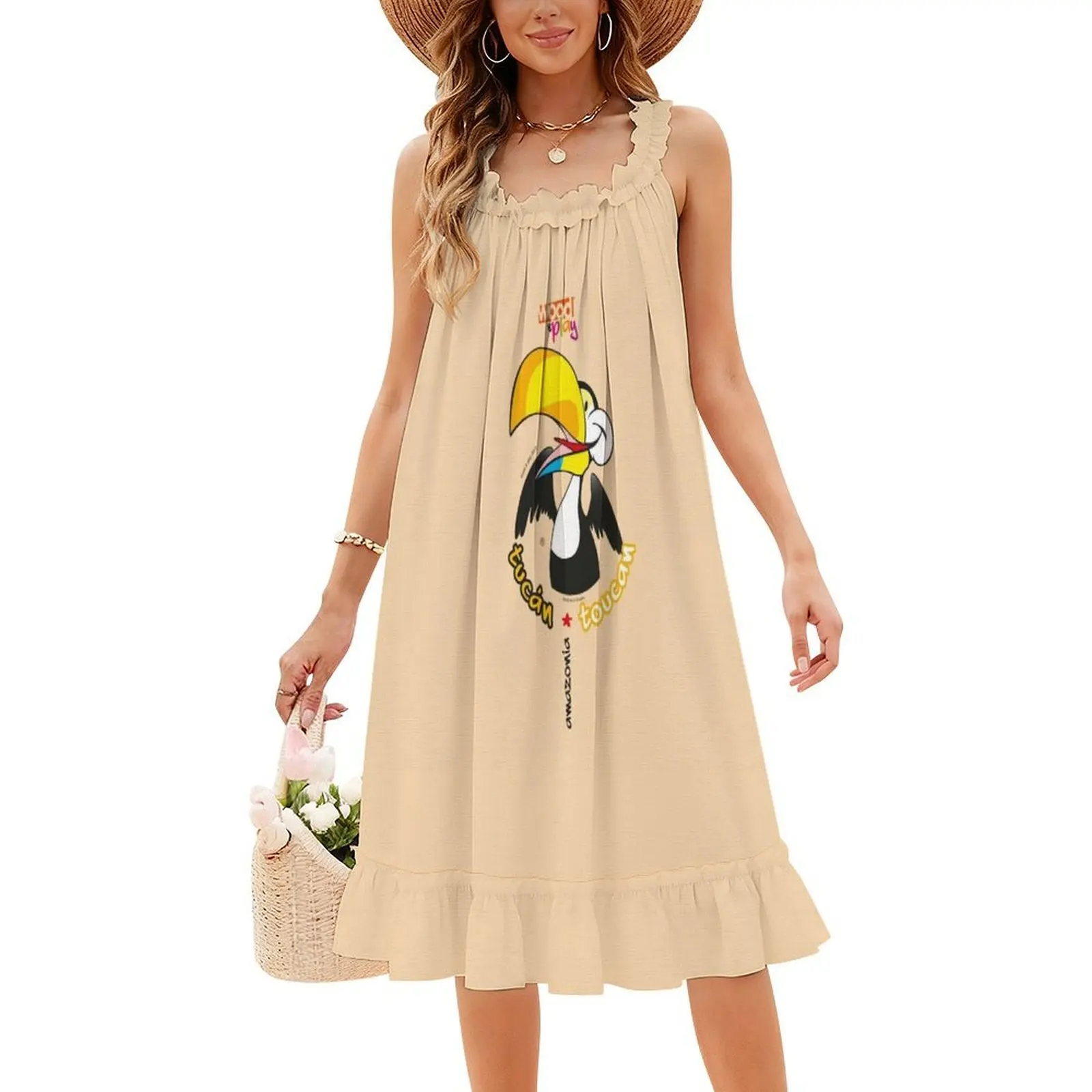 فستان عطلة مثير من Toucan Wood&Play للنساء لحفلات الشاطئ وأعياد الميلاد فستان قصير كوميدي على شكل طيور الغابة كارتونية رائعة للنساء
