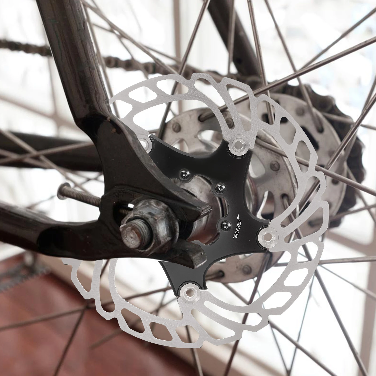 1 set Disc Brake Kit 6-Hole Screw Fixing Stainless Steel Aluminum Alloy Hollow Design For Heat Dissipation Lightweight Bike