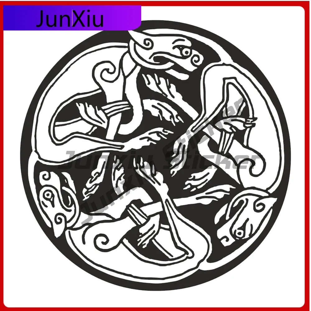 

Celtic Dogs Emblem Pvc Stickers Scratch Cover Vinyl Decals Funny Car Decoration Decals Motorhome Camper Sticker Camping Car Deco