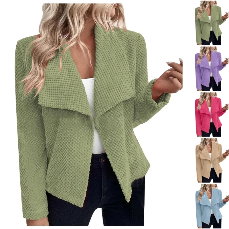 

Женская верхняя одежда, стильное пальто с лацканами, женский повседневный пиджак, легкий офисный костюм с рукавом три четверти.