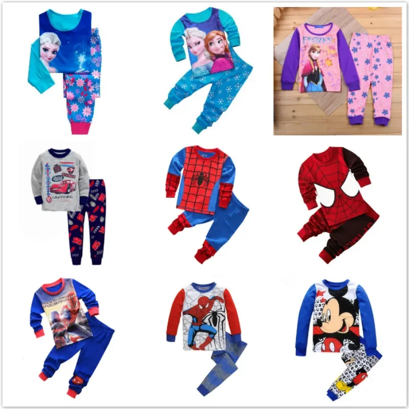 Children Pajamas Sets Boys Cartoon Cars Spiderman Frozen Anna Elsa Nightwear Girls Family Kids Clothes Sleepwear Baby Pyjamas