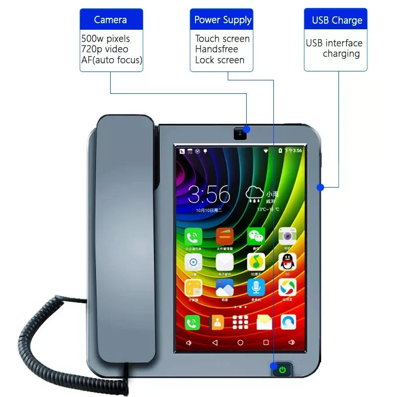 Powerful Wireless Desk Phone Support Android 8.0 With camera Telemarketing Terminal