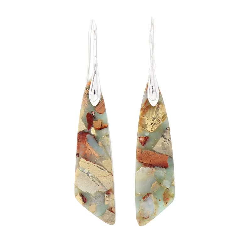 Bohemian Emperor Stone Geometric Pendant Earring Popular Natural Stone Jewelry Earrings for Women Luxury Boho Girl Jewelry