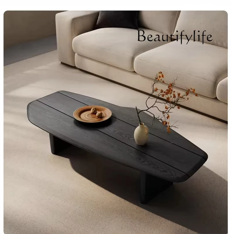 

Living Room Household Creative Small Unit Coffee Table Wabi Sandy Wind Solid Wood Minimalist Special-shaped Coffee Table
