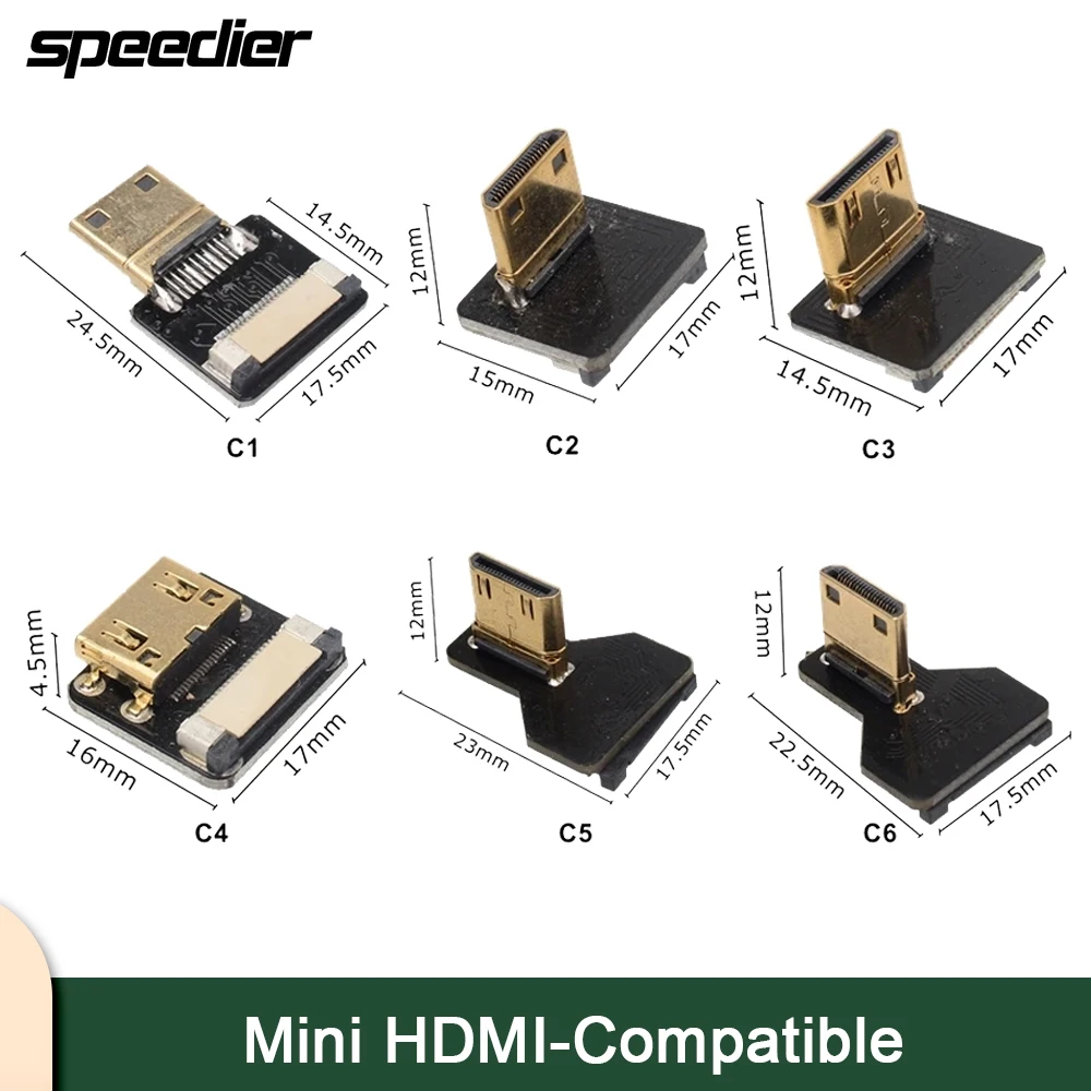 FPV Micro HDMI-compatible 90 Degree Connector FPC Flexible Flat Mini HDMI Ribbon Cable FFC 20pin for Drone Gopro DSLR Gimbal Kit