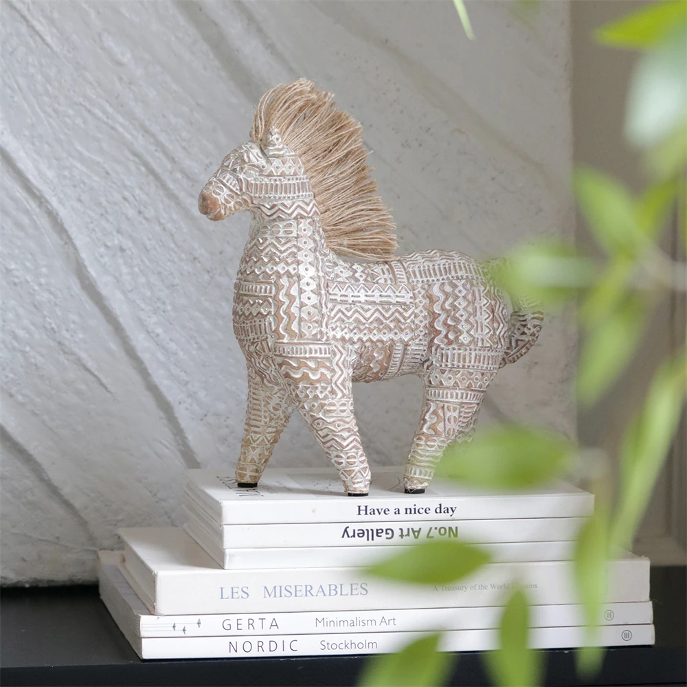 Adornos de arte medio y antiguo, artesanías del año del caballo, estantería, aparador, decoración del hogar de alto sentido, adornos de estatua