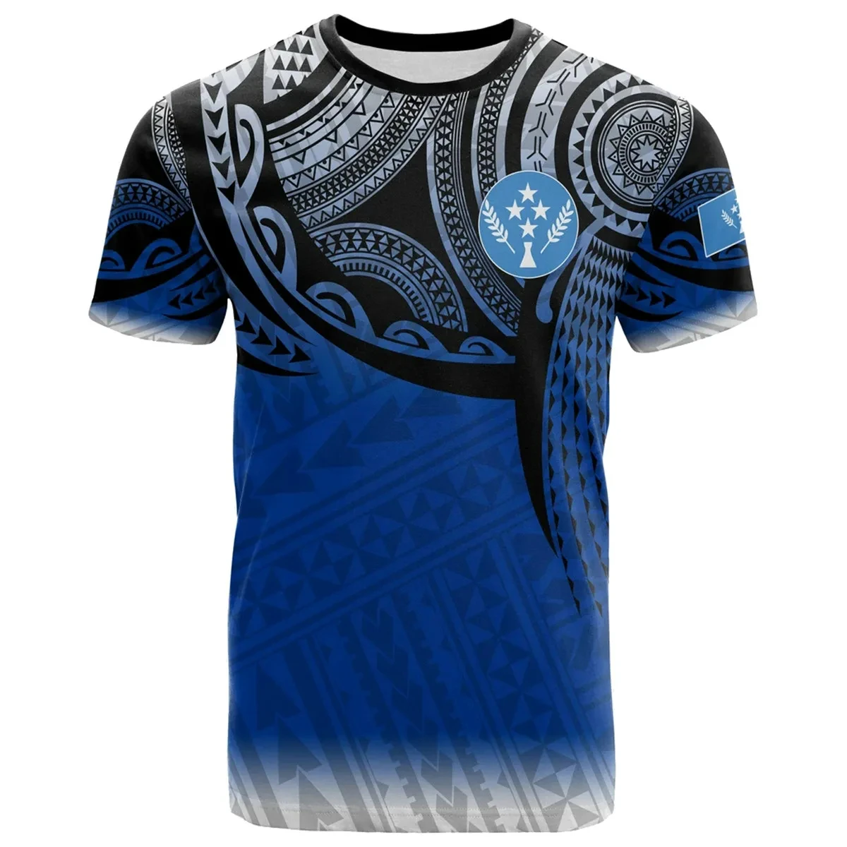 Mens Kosrae 3D Printed T-Shirt Short Sleeve Shirt with Polynesian Tattoo Tribal Culture Harajuku Hip Hop Style Top