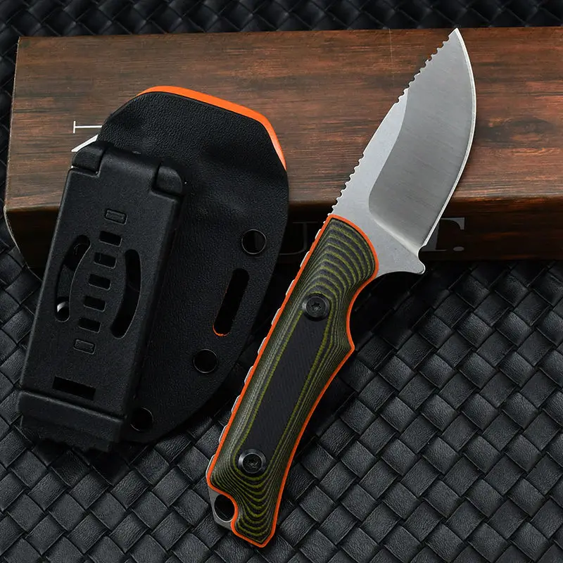 

Нож для охоты на открытом воздухе из стали 8Cr13Mov с фиксированным клинком, двухцветной рукоятью G10 и прямым чехлом из кайдекса для кемпинга