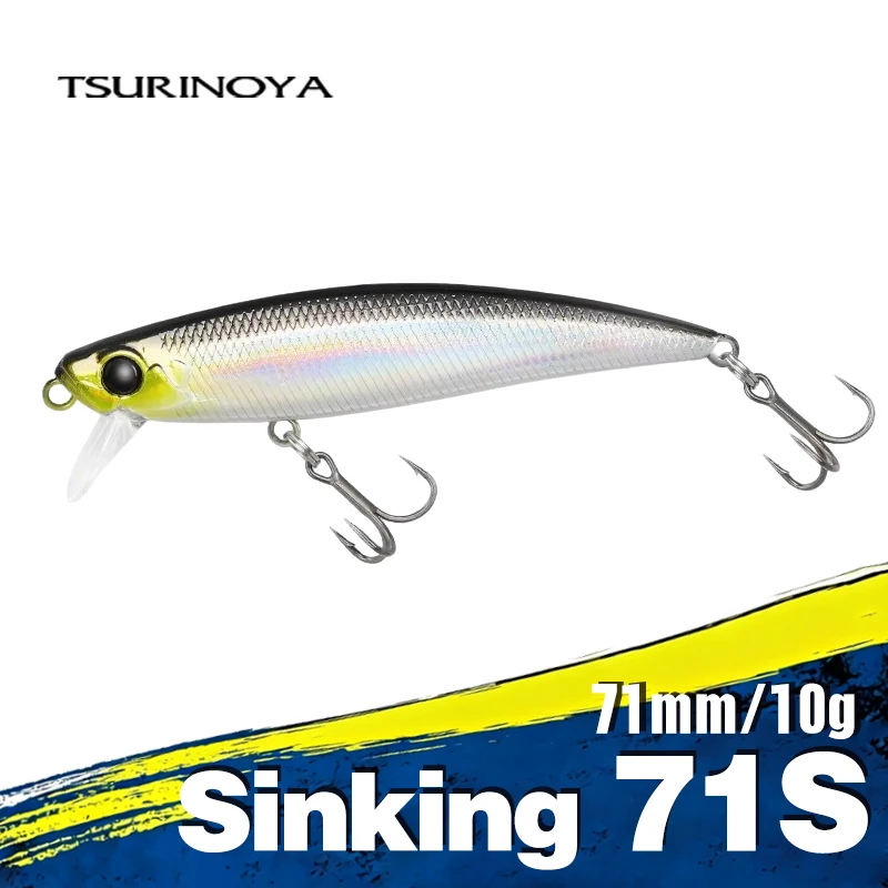 Tsurinoya truta plug intruder 71s afundando isca de pesca 71mm 10g fundição longa crankbait pique baixo alta velocidade jerkbait minnow isca