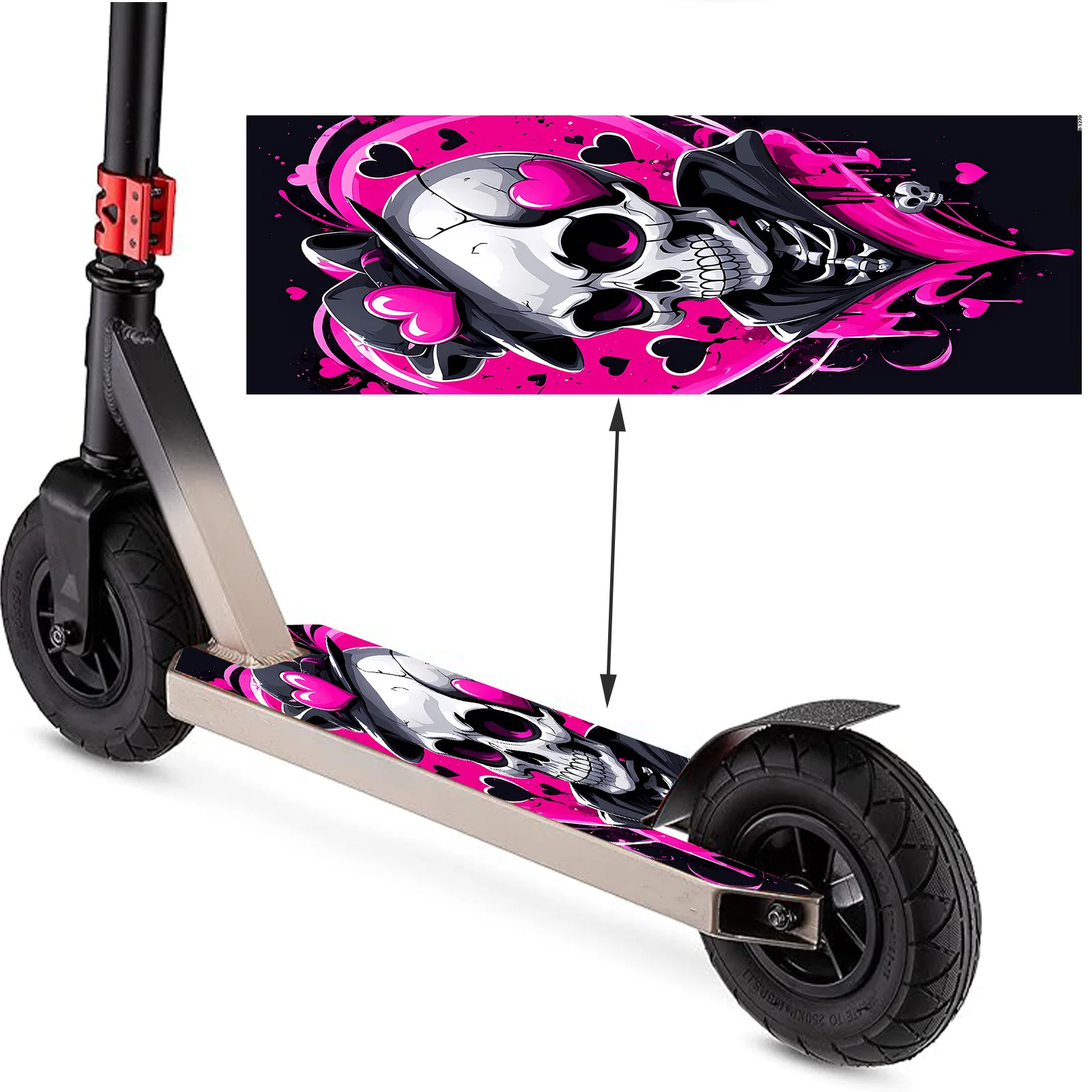 

1 Large Fashion Pink Black Skull Love Style Scooter Sticker, Scooter DIY Decoration Sticker/Suitable for Scooter/Portable Foldin
