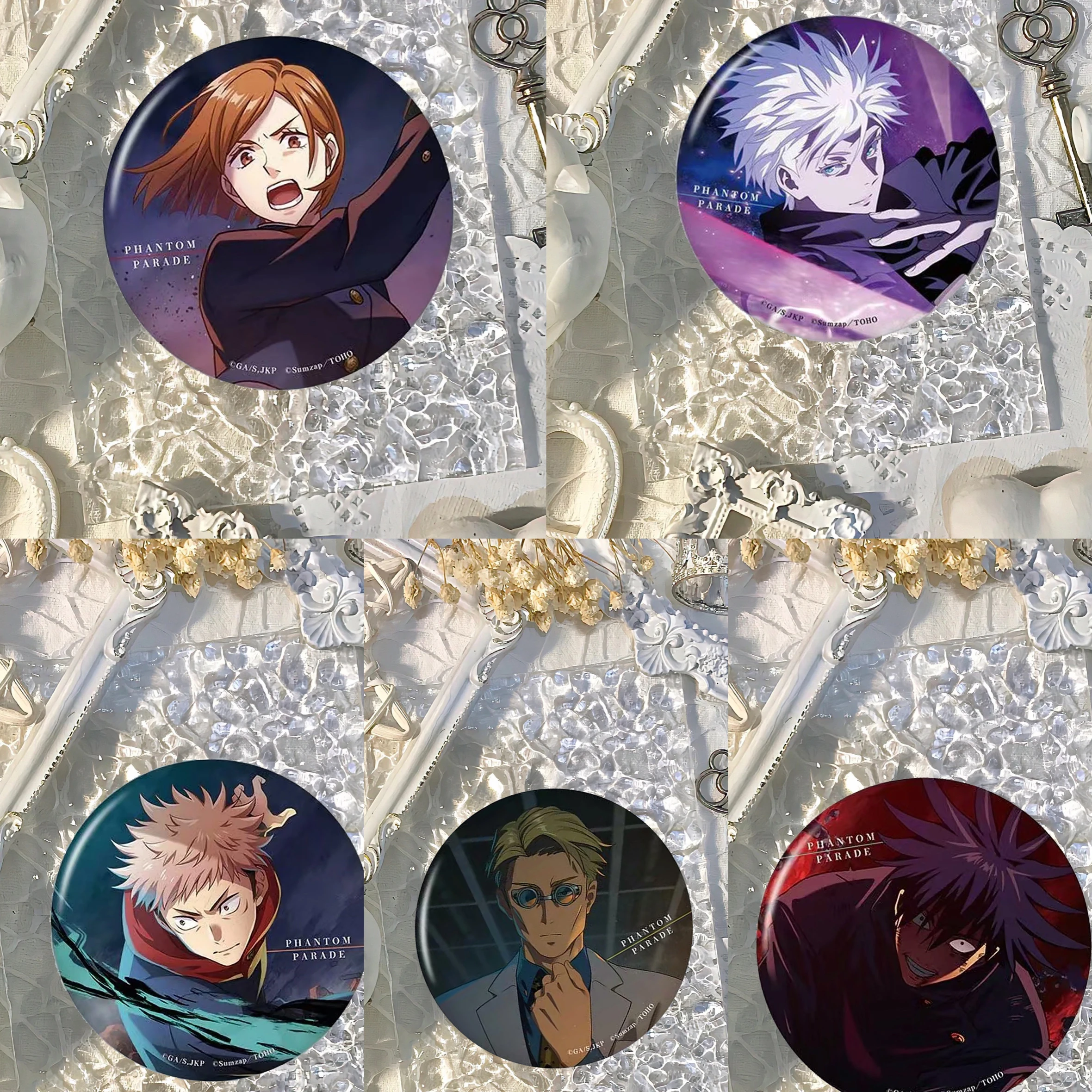 

Anime Jujutsu Kaisen Satoru Gojo Kugisaki Nobara Itadori Yuji Fushiguro Megumi Nanami Kento Cosplay emblem badge pendant