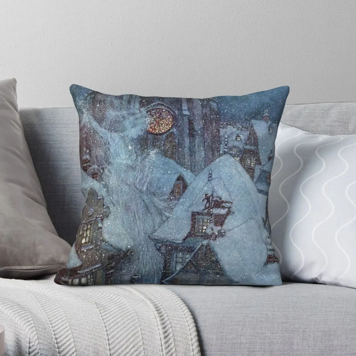 Edmund Dulac The Snow Queen Square Pillowcase Polyester Linen Velvet Creative Zip Throw Pillow Case Room Cushion Cover 18