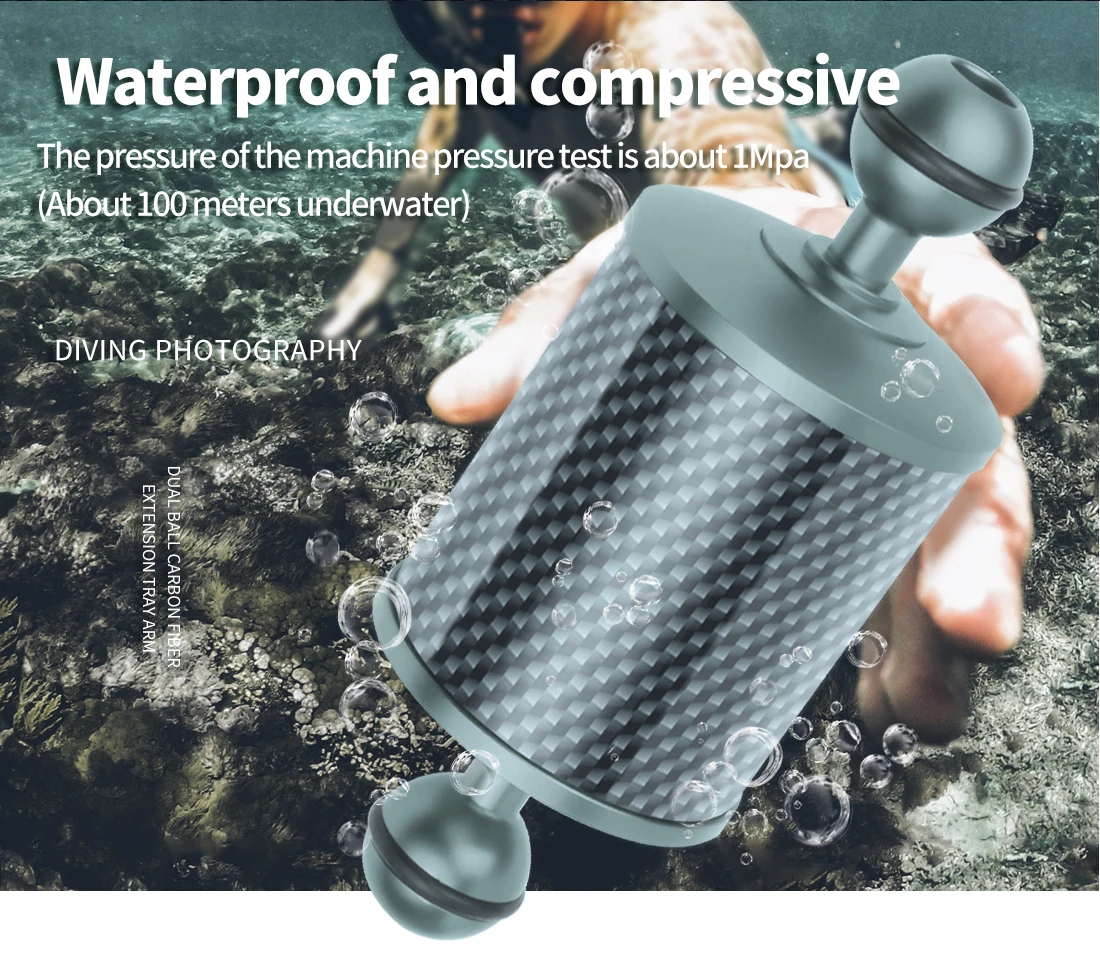 Verbesserter Tauch-Auftriebsarm, Dual-Kugelkopf, D60 mm, schwimmender Arm, Tauchtablett-Verlängerungshalterung für Gopro 11 Insta360 X3 SLR-Kamera – Detail 9