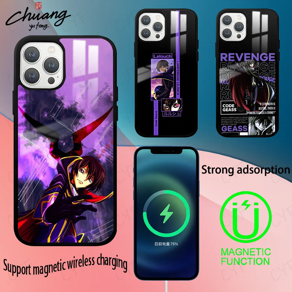 Code G-Geass Lelouch Of The Rebellion Phone Case For iPhone 16 15 14 13 12 11 Pro Max Plus Mini Magsafe Mirror Wireless Magnetic