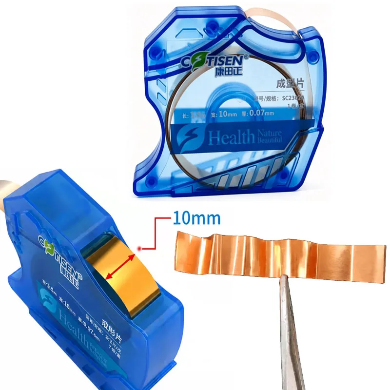 1 Roll COTISEN 1.5m Dental Copper Matrix Band Roll  Dental Restorative Copper Forming Sheet with Dispenser
