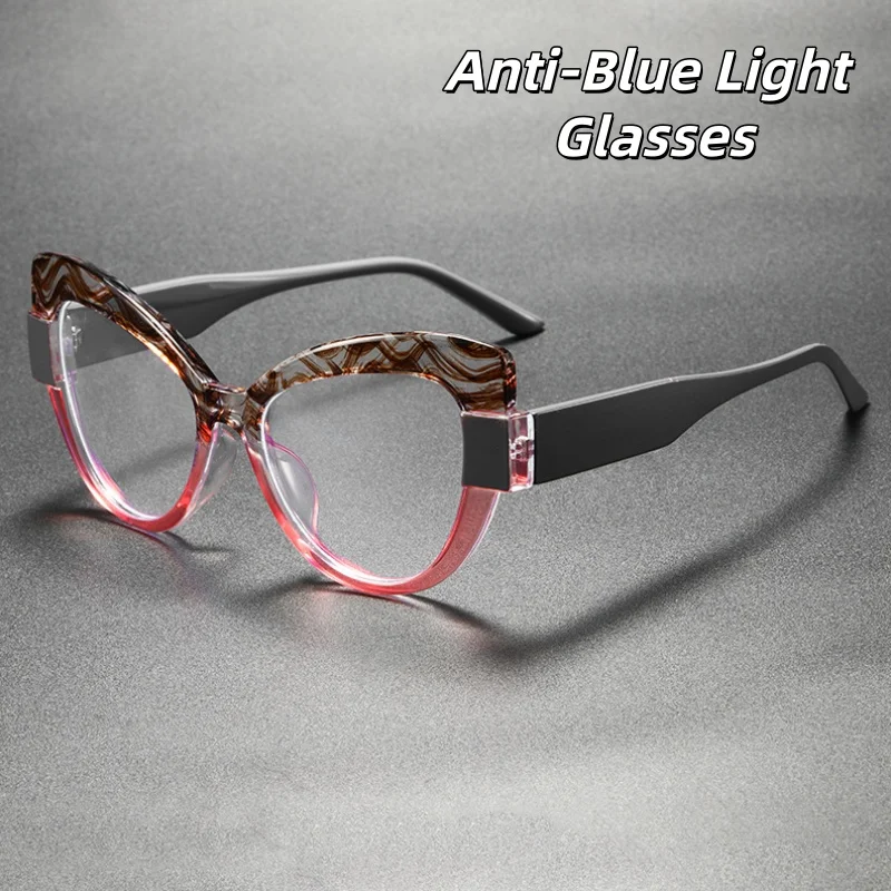 

Personalized and Trendy Patterned Cat-eye Anti-blue Light Glasses for Women and Men Luxury Designer Lenses Fashion Wear Take