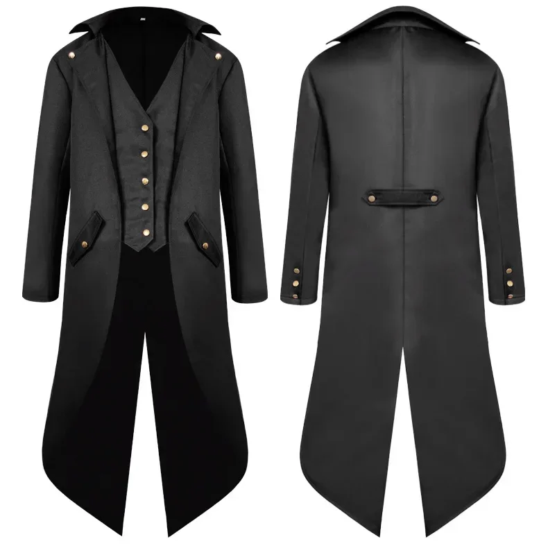 Homens steampunk vintage tailcoat jaqueta medieval gótico vitoriano vestido uniforme festa de formatura halloween cosplay trincheiras traje