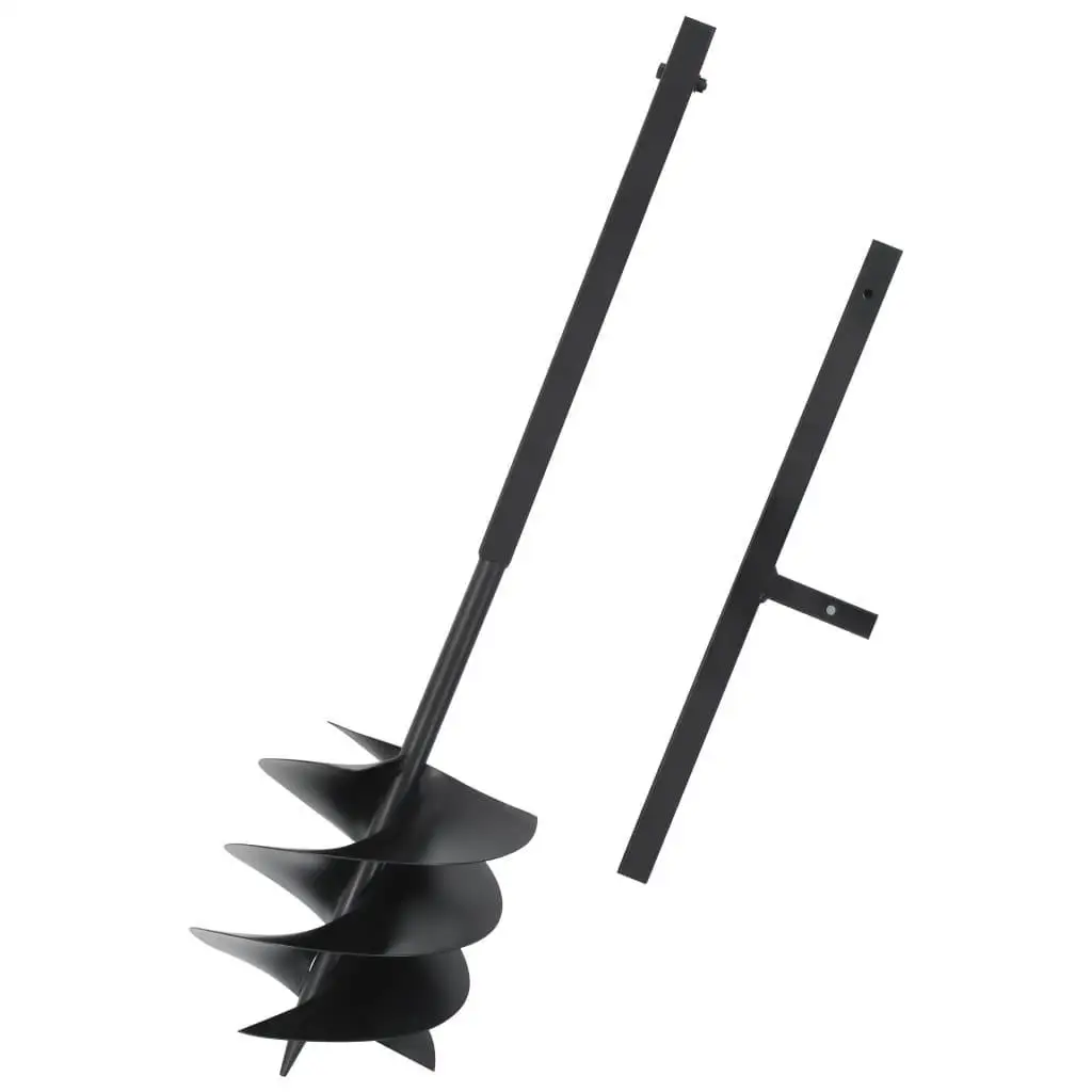 9.8'' Steel Ground Drill with Handle - Heavy Duty Black Soil Auger Tool