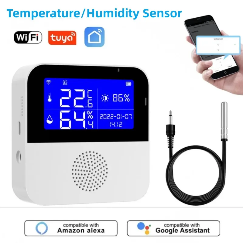 Tuya Wifi Temperature Humidity Sensor Alarm Smart Home Indoor Outdoor Thermometer Detector For Plant Aquarium Support Alexa