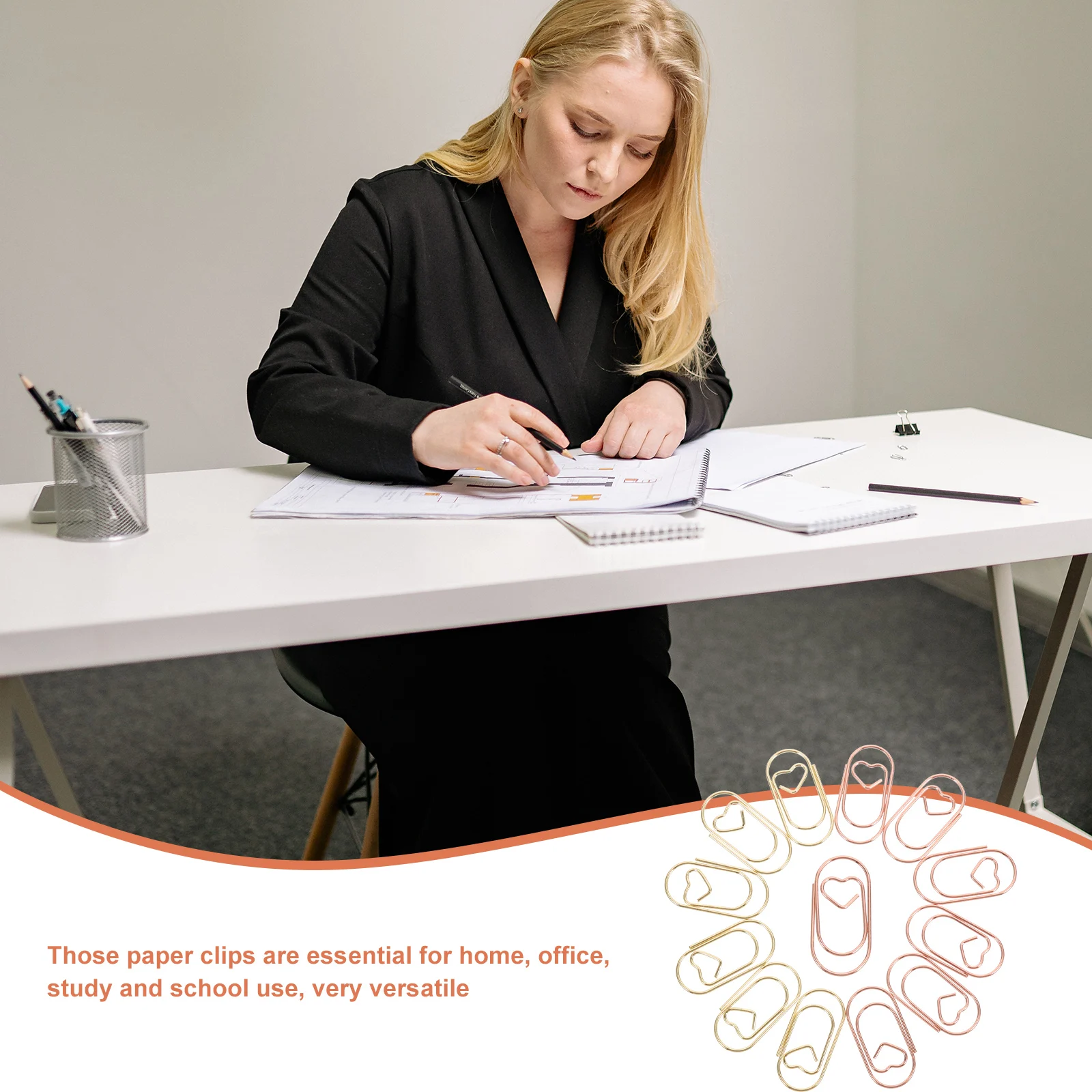 

30pcs Heart Shaped Paper File Clips Metal Office Supplies Document Fixing Clips For Home School Work Study Greeting Cards