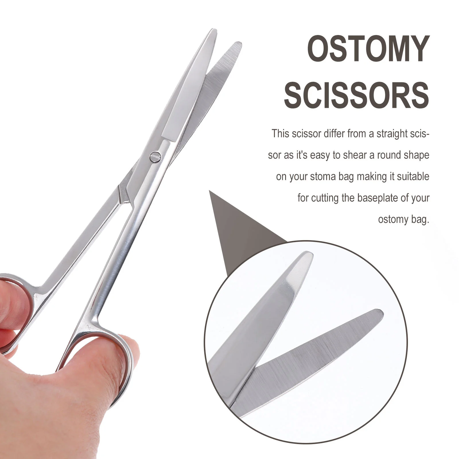 1Pc 14cm Stainless Steel Scissors Rustproof Ostomy Scisors (Silver) Ostomy Scissor Colostomy Scissors