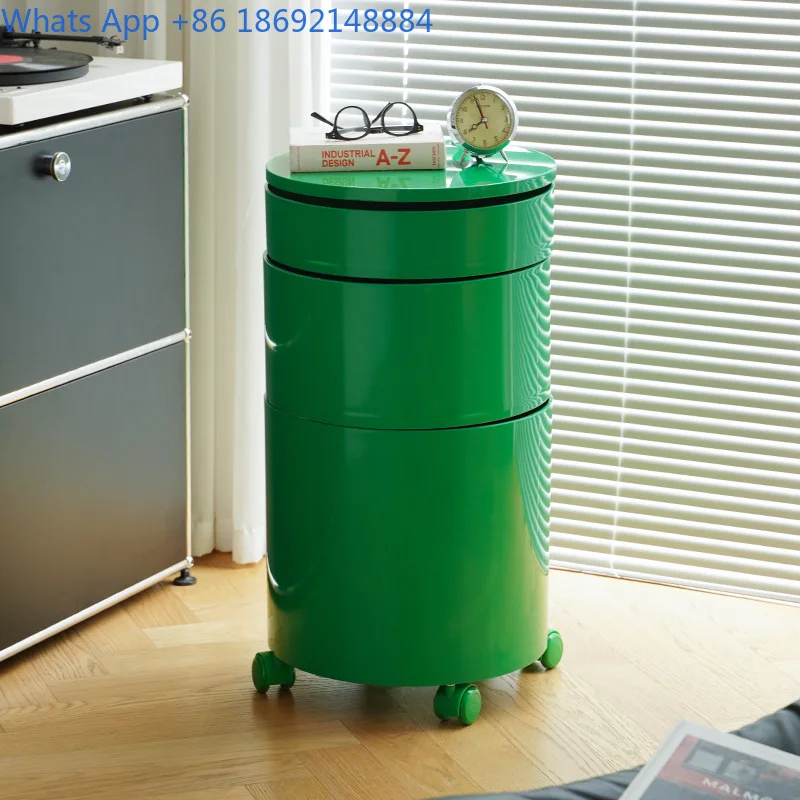 Round Rotating Multi Tier Storage Cabinet with Wheels Mobile Side Table for Sofa Bed  Room Home Office Organization