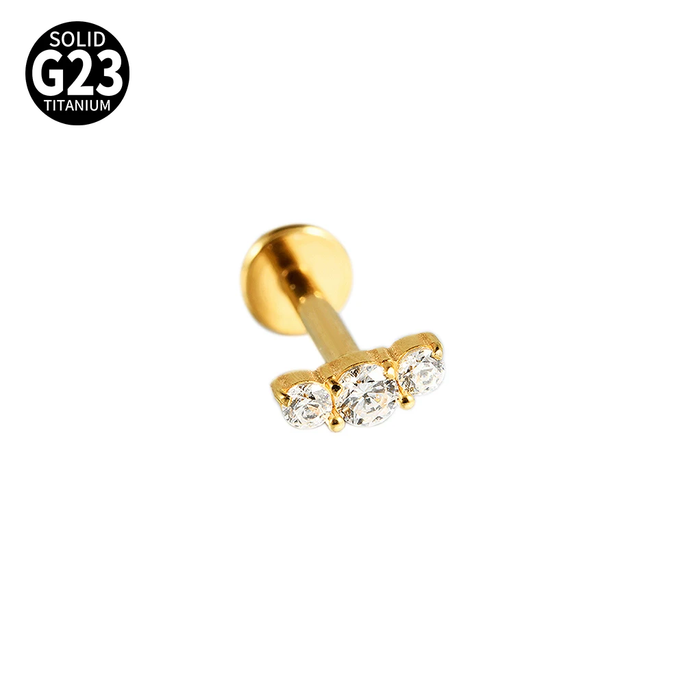 G23 Solid Titanium CZ Flower Moon Cartilage Earring
