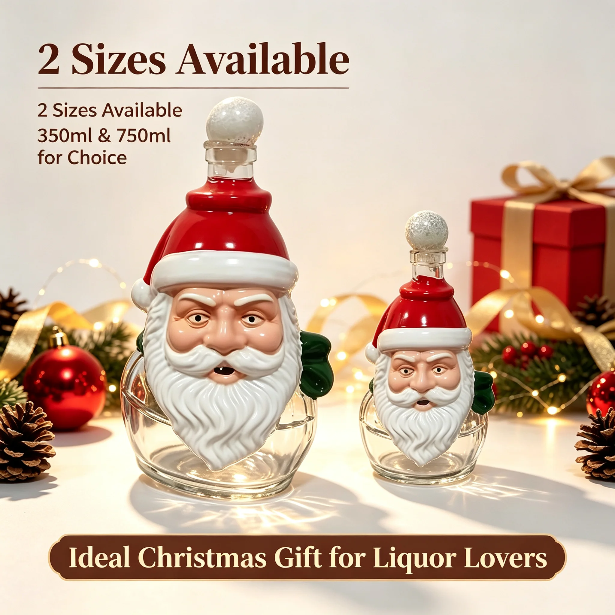 Santa Head Glass Whiskey Decanter Wine Decanter With Leakproof Stopper Christmas Xmas Bar Home Decor Gift For Husband Boyfriend