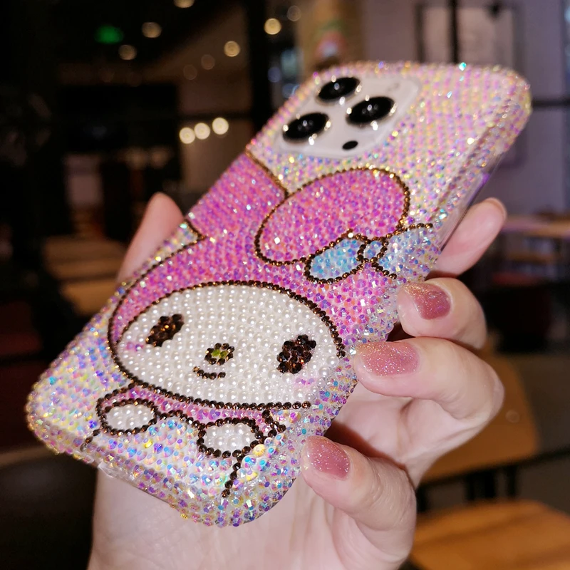 Imagem -02 - Joias Sanrio para Iphone 14 Pro Max 13 Pro Phone Case 12 Mini Cartoon Strass Melody 11 Case xs 15 Tudo Incluído Plus