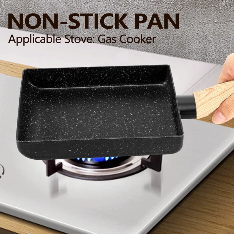 Сковорода Tamagoyaki из омлета, черная антипригарная сковорода, сковорода для блинов, кухонный горшок для блинов, используется только для газовой плиты
