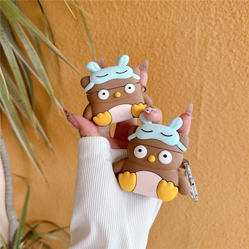 Funda protectora para auriculares inalámbricos, funda de silicona con dibujos animados creativos, búho, bolsa de decoración genial, para Airpods 4, 2024, 3 pro 2