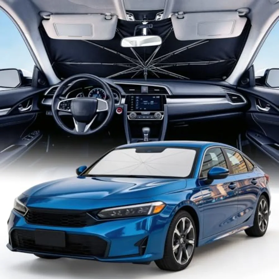 

2026 Upgraded Custom Windshield Sun Shade Umbrella for Honda Civic Sedan 2022-2026, [Double Thickened Ice Crystal Coating] Sun