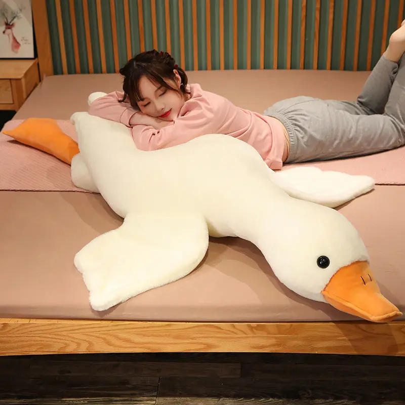 

50-190cm Giant White Goose Plush Toys Soft Stuffed Animal Big Duck Pillow Very Large White Goose Sofa Cushion Girl Birthday Gift