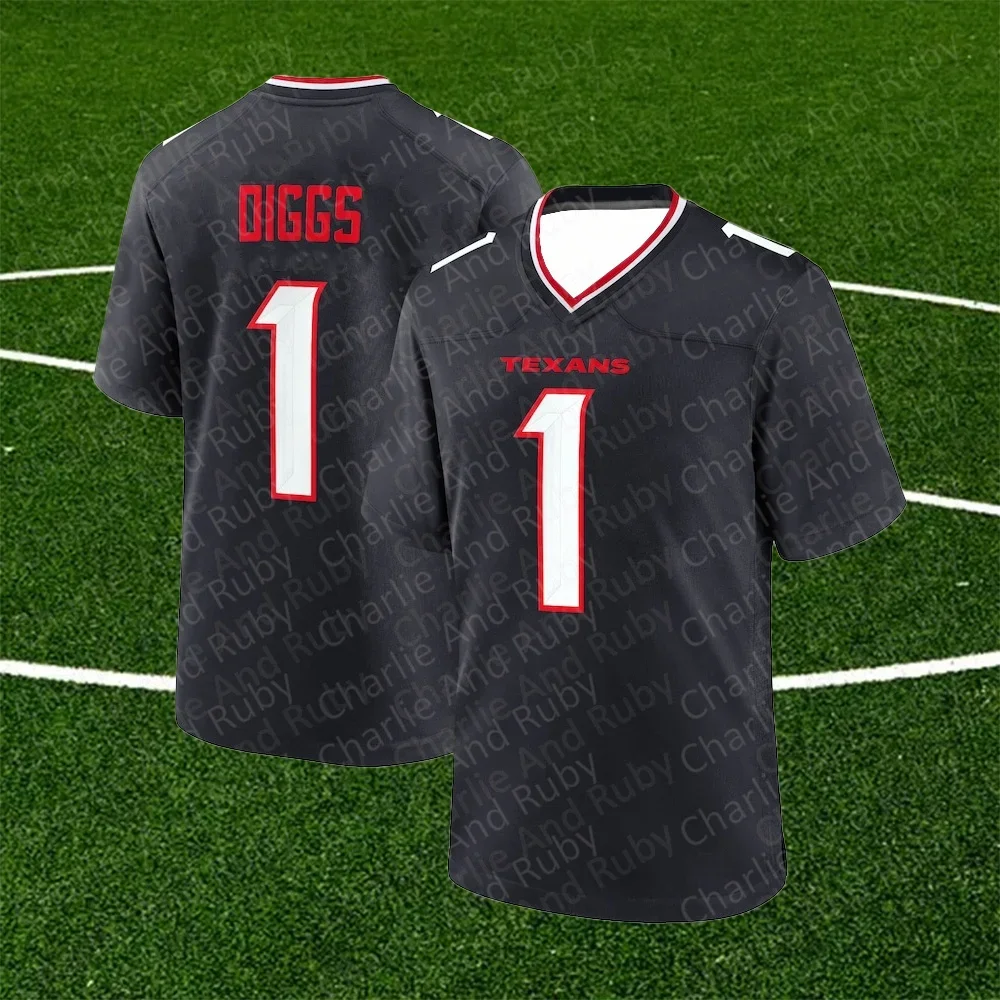 Jersey No.1-3-15 Stefon Diggs Tank Dell Nico Collins Houston Texans Jersey Black Trend Fashion Clothing Short-Sleeve Tops